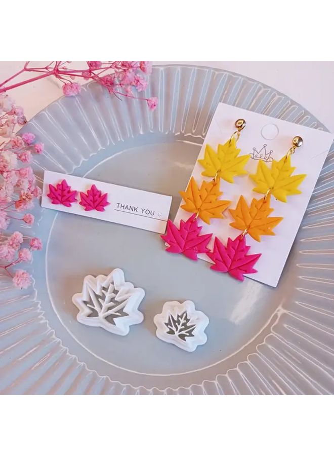 White Polymer Clay Earring Making Kit with Hollow Maple Leaf Cutters and Floral Molds - Image 3